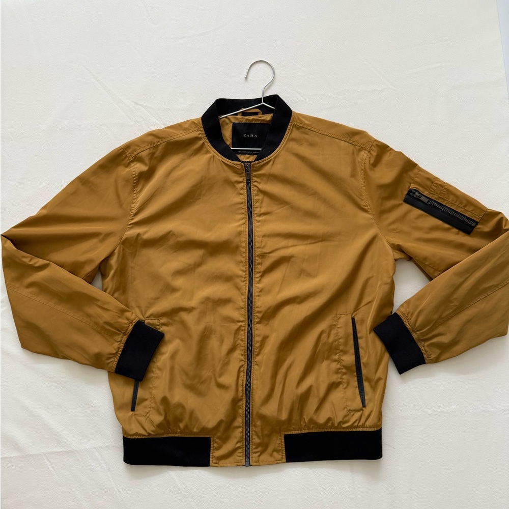 Zara Tan and Black Bomber Jacket